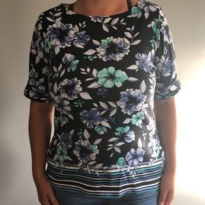 Karen Scott Blue Floral Blouse